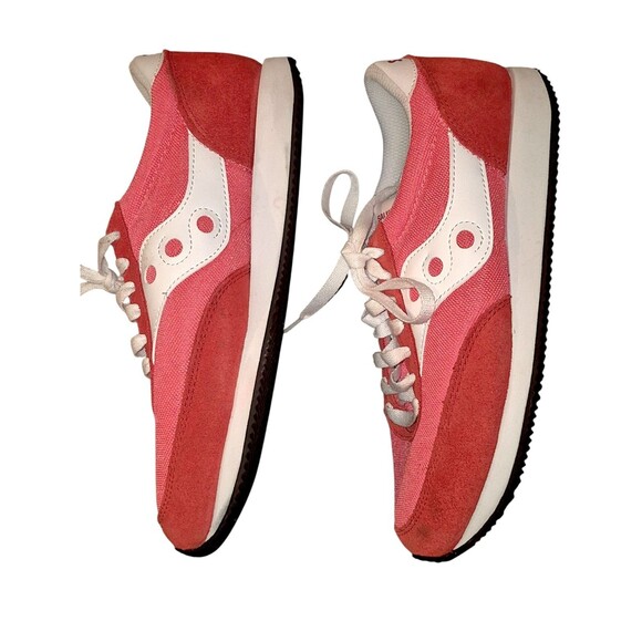 Saucony Shoes Womens 8.5 Bullet Running Sneakers Pink & White Suede Lace Up - Picture 4 of 6
